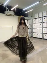 流し房付きレース短丈ニットカーディガン