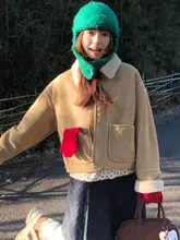 かわいい耳あて付き手編みニット帽【フライトキャップ・編み物風】