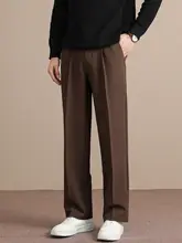 ビジネスカジュアル対応！抗しわ加工の九分丈スラックス【厚手・ゆったりストレート】