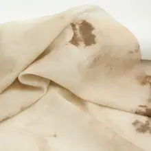 侘寂風の薄手透け感ある杏色水墨染めの天絲涤麻布料【漢服用】【生地】