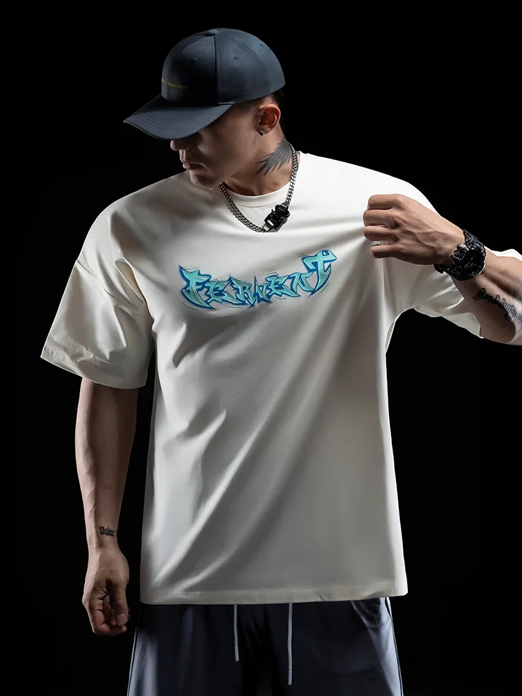 Monster Guardians メンズ夏用トレーニングTシャツ：かっこいいシルエット男に最適な国潮デザイン