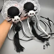 パンダデザインのリボン付きヘアクリップ【かわいいヘアアクセサリー・ロリータ風】