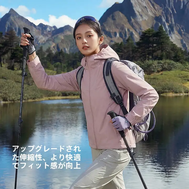 HUMTTO 春夏用 レディース アウトドアソフトシェルジャケット【防風・撥水・通気性・カジュアル・登山用】