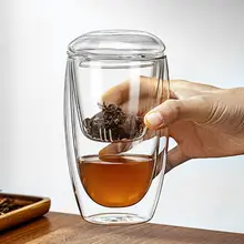 二重構造の耐熱ガラス茶杯【茶水分離・個人用・旅行用】