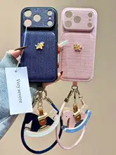 牛仔風デザインのiPhone用手提げストラップ付きケース【全包タイプ・女性向け】