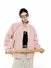 春季用ルーズフィットジッパー付きパーカー【スポーツスタイル・女性用】