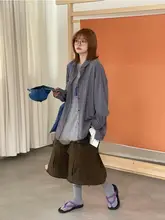 レトロチェック柄シャツ【春夏用・長袖・ルーズフィット・カジュアル】