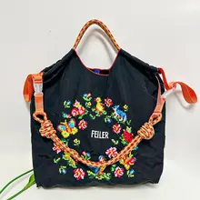刺繍入りエコナイロンショッピングバッグ【斜め掛け・手提げ・トート・メッシュデザイン】