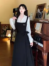 学院風の長袖ワンピース【Aライン・秋用・大きいサイズ】（セットアップ対応）