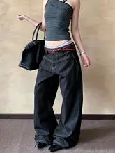 アメリカンヴィンテージ風 バタフライカットデニムパンツ【ユニセックス・ウォッシュ加工・フィット・スリム効果】