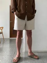 リネン製メンズショートパンツ【夏用・カジュアル・ストレート・無地】