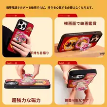 磁吸式スマホスタンド【伸縮可能・リングデザイン・デスク用・赤】