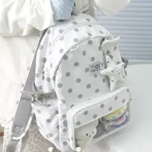 大きなドット柄のかわいいリュックサック【双肩・韓国風・女子向け】