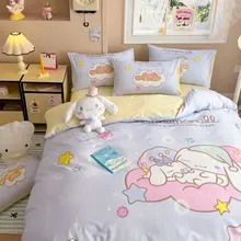 全棉キュートなプリンセスデザインのベッドリネン【シングル・ダブル対応・四点セット】（セットア  ップ対応）