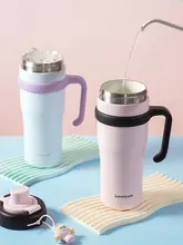 高級感ある大容量保温マグカップ【陶器コーティング・ストロー付き・女性向け】