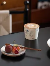 青花柄 手描き陶器 カフェカップ【燕子デザイン・贈り物に最適】