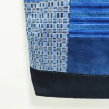 手作り大容量ローブルー染めアート風トートバッグ【民族風・通勤用・レトロスタイル】