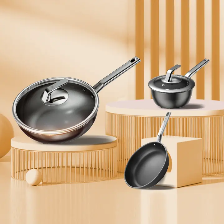 純チタン製 ノンスティックフライパン【鍋・煮込み鍋・蒸し器・ミルクパン】（セットアップ対応）