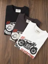 アメリカンヴィンテージ メンズ半袖Tシャツ【コットン・モーターサイクルプリント・クルーネック】