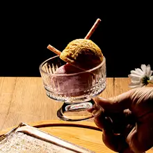 おしゃれな高脚ガラスアイスクリームカップ【デザート・プリン・スイーツ用】