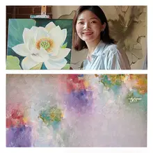 手描き油絵   壁掛けアート【現代デザイン・抽象的な花影・高級感あるテクスチャ】