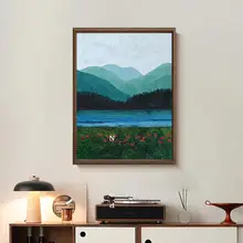 新中式デザインの油絵【手描き・玄関装飾用】