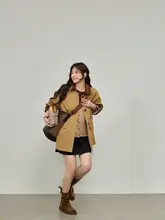 トレンチコート レディース 大きいサイズ ぽっちゃり バイカラー ルーズ 着痩せ 着回し 秋 アウター