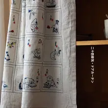 北欧風刺繍入りカーテン【リビング用・コットン麻素材・プライバシー保護】（セットアップ対応）