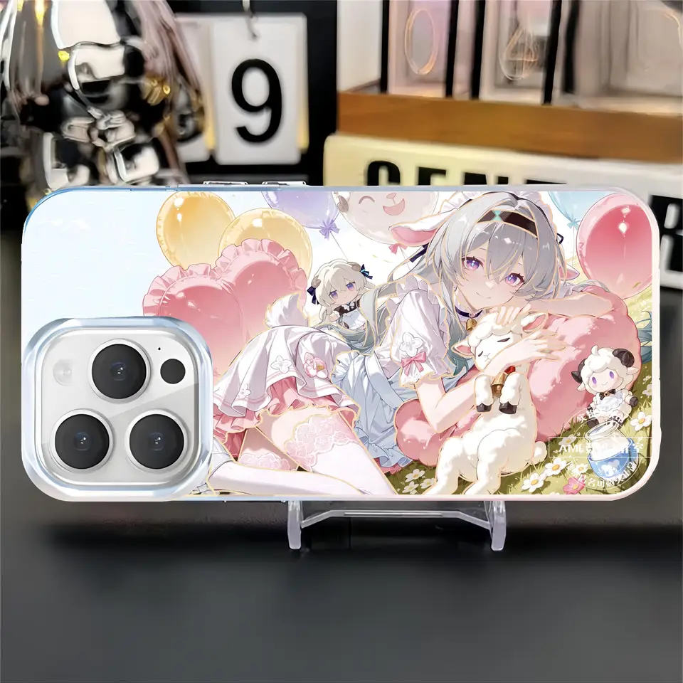 二次元キャラクター付きスマホケース【流萤・昔涟・カフカ・知更鳥・iPhone対応・アニメ風デザイン】