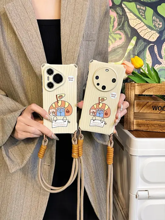 可愛い小熊デザインのスマートフォンケース【全包対応・ストラップ付き・シリコン・防摔】