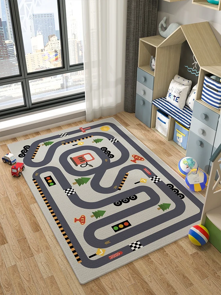 カラフルな子供用ゲームマット：幼児の学習環境に最適な交通・駐車場デザインの実用性解析