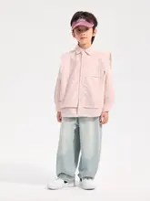 春季用 男の子用カジュアルシャツ【韓国風・重ね着風デザイン・子供用】（セットアップ対応）