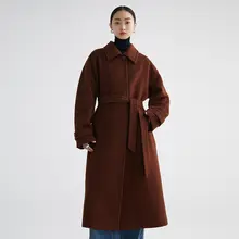 極上の柔らかさのアルパカウールコート【長丈・ボックスシルエット・クールカラー】