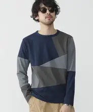 ユニセックス コットン ラウンドネック 長袖 Tシャツ【カジュアル・ゆったりフィット・秋用】