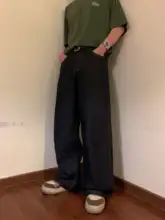 夏季 メンズ ヴィンテージ風 ワイドレッグデニムパンツ【フィット・ウォッシュ加工】