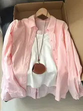 コットン素材のブルーシャツ【ゆったりフィット・女性用・重ね着スタイル】（セットアップ対応）