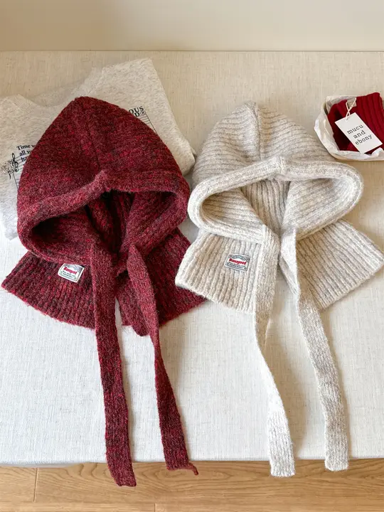 極上の柔らかさのニット帽【冬用・耳あて付き・バラクラバスタイル】