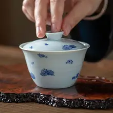 高級景徳鎮製 陶器ティーカップ【蓮の葉デザイン・茶器用・1個】