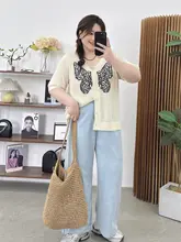 大きいサイズの天絲ワイドレッグデニムパンツ【ハイウエスト・サマーロング・涼感】