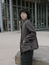 春の小柄女性向け高級感あふれるトレンチコート【レトロワークスタイル・スタンドカラー・TTデザイン】