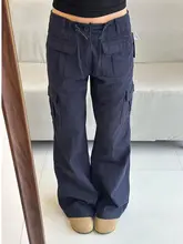高身長対応のストレートワークパンツ【ダークブルー・多ポケット・カジュアルデザイン・春夏用】（セットアップ対応）