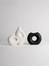 現代風アートジオメトリックセラミック花瓶【リビング用・高級感・インテリア装飾】