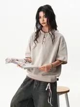 ヴィンテージ風 ハンドステッチ ヘンリーネックニットTシャツ【男女兼用・夏用】