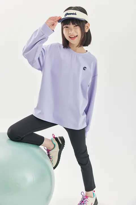 春用 女の子用肌触りの良いストレッチアウトドア長袖Tシャツ【親子で着用】