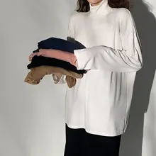 シンプル無地ハイネックインナートップス【秋冬用・ゆったり・長袖】（セットアップ対応）