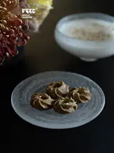 オリジナルデザインの丸型デザートプレート【古法焼き・スイーツ・インテリア用】