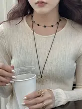 黒瑪瑙編み小花デザイン925銀製ネックレス【チョーカースタイル・甘さとクールさの融合】
