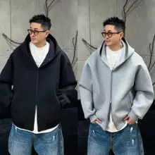 春秋用 メンズフード付きカーディガン【極上の柔らかさ・カジュアルデザイン・ゆったりフィット】
