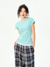 YOUNG STAGE 無地ショートスリーブTシャツ【レディース・フィットデザイン・夏用】