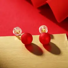 高級感あるパールピアス【赤・お祝い用・結婚式向け・女性用】